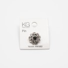 Dekorativ pin med strass – blomst - sølvfarget thumbnail