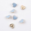 Metallknapp hjerte lys blå - 10 mm thumbnail