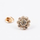 Dekorativ pin med strass – blomst - gullfarget thumbnail