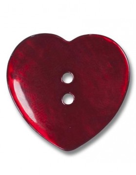 Perlemorknapp hjerte rød 25 mm (DSA)