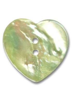 Perlemorknapp hjerte limegrønn 15 mm (DSA)