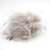 Dusk i fuskepels med trykknapp - beige/brun - 11 cm