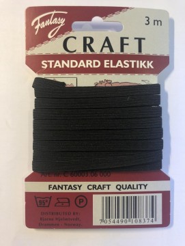 Fantasy flat strikk - 3 meter - sort