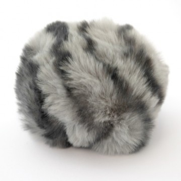 Dusk i fuskepels med trykknapp - grå/sort - 8 cm