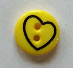 Rund med hjerte - 13 mm gul
