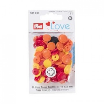 Prym Love trykknapper - gul/rød/oransje blomst