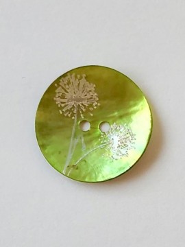 Perlemorknapp med mønster - lime - 18 mm