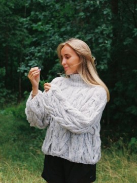 ØK 12-01A - Bark raglangenser - hvit tweed - strikkepakke