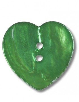 Perlemorknapp hjerte grønn 15 mm (DSA)