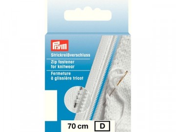 Prym Glidelås til strikketøy – 70 cm – Hvit