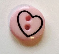 Rund med hjerte - 13 mm lys rosa
