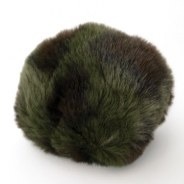 Dusk i fuskepels med trykknapp - olivengrønn/sort - 8 cm